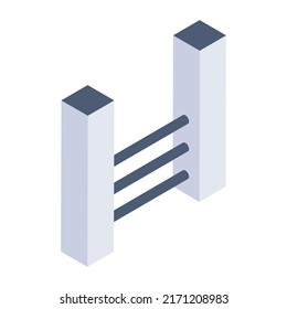 A handy isometric icon of concrete fence 