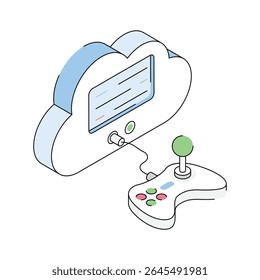 A handy isometric icon depicting cloud gaming