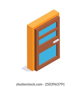 A handy isometric icon of the door ready for installation in a construction or renovation project
