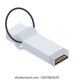 Práctico icono isométrico de la unidad flash