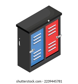 A handy isometric icon of lockers 