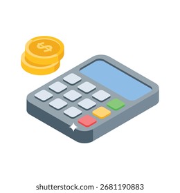 Icono isométrico práctico del gráfico mensual del presupuesto de la oficina