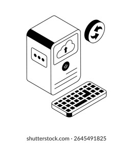 A handy isometric icon showing cloud processing unit