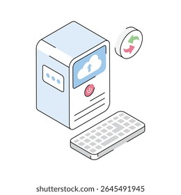 A handy isometric icon showing cloud processing unit