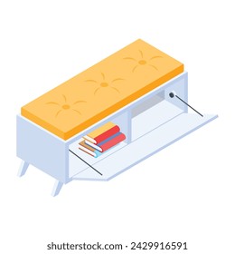Handy isometric icon of a storage bench