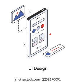 A handy isometric icon of ui design 