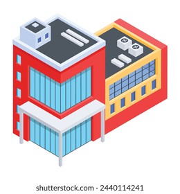 Un práctico icono isométrico de la estructura urbana