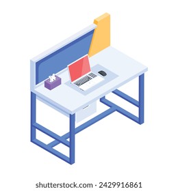 Handy isometric icon of a work table