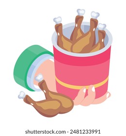 Handy Isometric Icons of Food Ordering 
