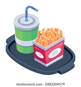 Handy Isometric Icons of Food Ordering 