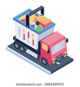 Handy Isometric Icons of Food Ordering 