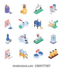 Handy Isometric Icons of Plumbing Materials 

