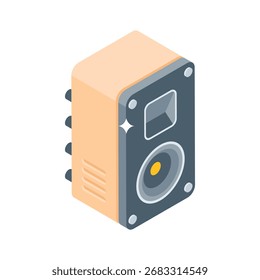 Icono de estilo isométrico práctico de altavoz de sonido grande
