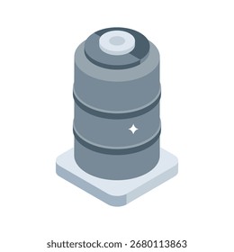 Icono de estilo isométrico práctico del tanque de agua lleno