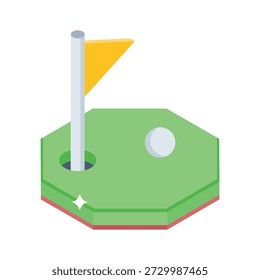 Handy isometric style icon of golf course flag