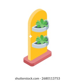 Práctico icono de estilo isométrico de hidroponía de pared montada