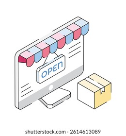 A handy isometric style icon of open store