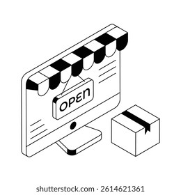 A handy isometric style icon of open store