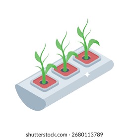 Icono de estilo isométrico práctico de plantación hidropónica abierta