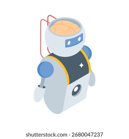 Un práctico icono de estilo isométrico de inteligencia robótica