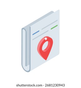 Icono de estilo isométrico práctico para un mapa de ubicación de datos seguro