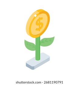 Icono práctico de estilo isométrico del crecimiento de la inversión laboral