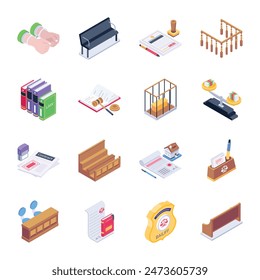 Handy Law Enforcement Isometric Icons  

