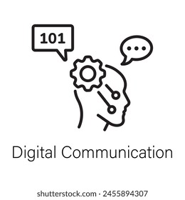Un práctico icono de línea de comunicación digital