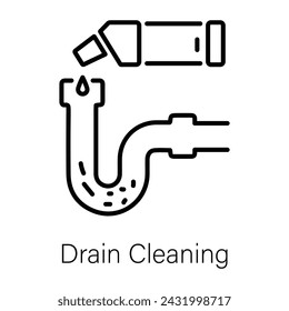 A handy line icon of drain cleaning 