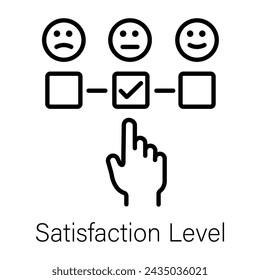 Un práctico icono de línea de nivel de satisfacción 