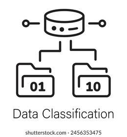 Handy line style icon of data classification 