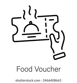 Handy line style icon of a food voucher 