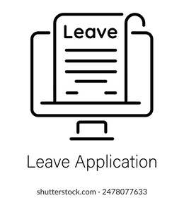 Handy line style icon of leave application 