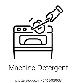 Handy line style icon of machine detergent 