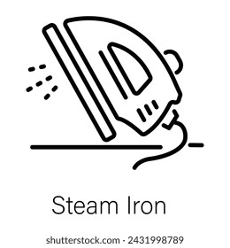 Handy line style icon of steam iron 