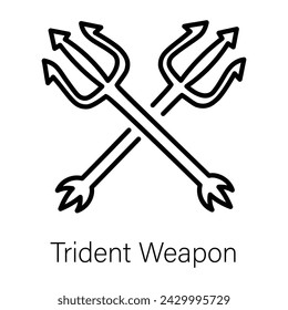 Handy line style icon of trident weapon 