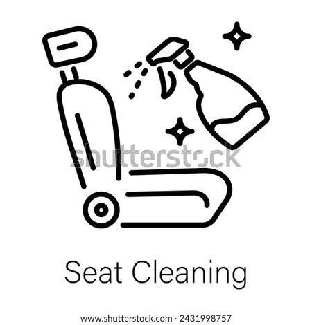 Handy linear icon of car seat cleaning 