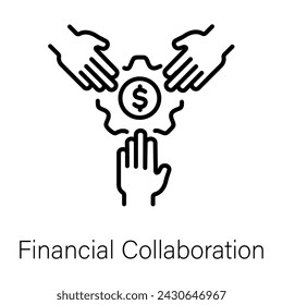 Handy linear icon depicting financial collaboration 