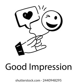 Handy linear icon depicting good impression 