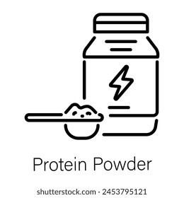 Handy linear icon depicting protein powder 