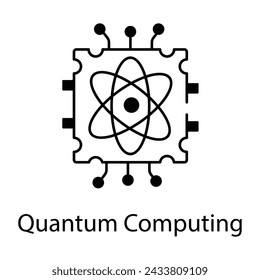 Handy linear icon depicting quantum computing