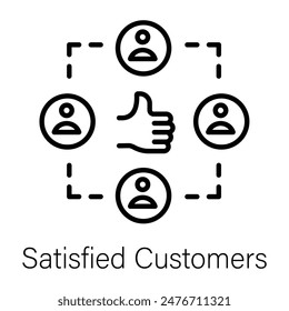 Handy linear icon depicting satisfied customers 