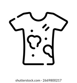 Icono lineal práctico de la camisa manchada sucia