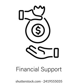 Handy linear icon of financial support 