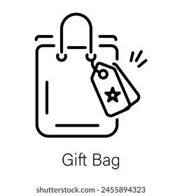 Handy linear icon of a gift bag 