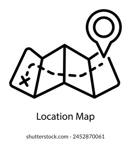 Icono lineal útil de un mapa de ubicación 