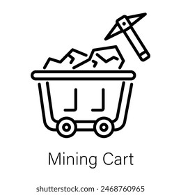 Handy linear icon of a mining cart 
