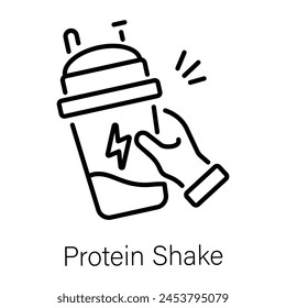 Handy linear icon of protein shake 