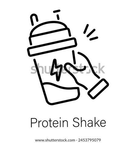 Handy linear icon of protein shake 