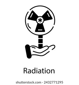 Práctico icono lineal de señal de advertencia de radiación